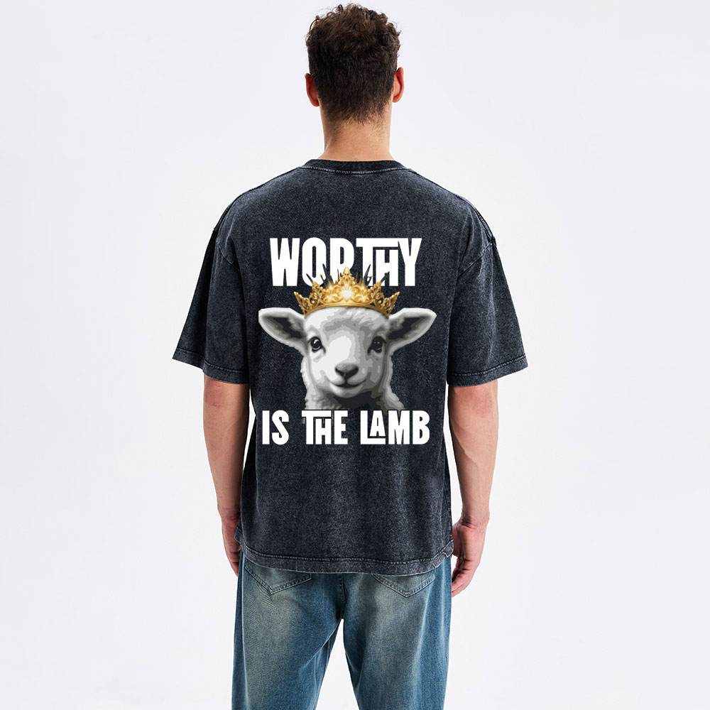 Worthy Is The Lamb Christian Washed T-Shirt