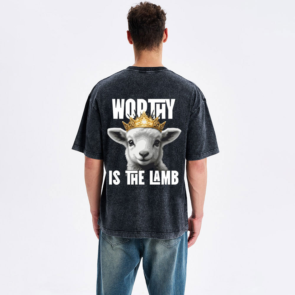 Worthy Is The Lamb Christian Washed T-Shirt