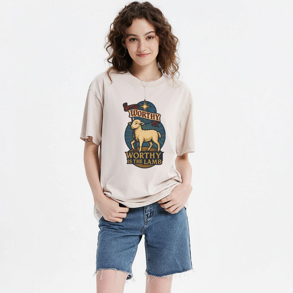 Worthy Is The Lamb Christian Washed T-Shirt
