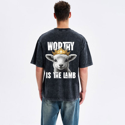Worthy Is The Lamb Christian Washed T-Shirt