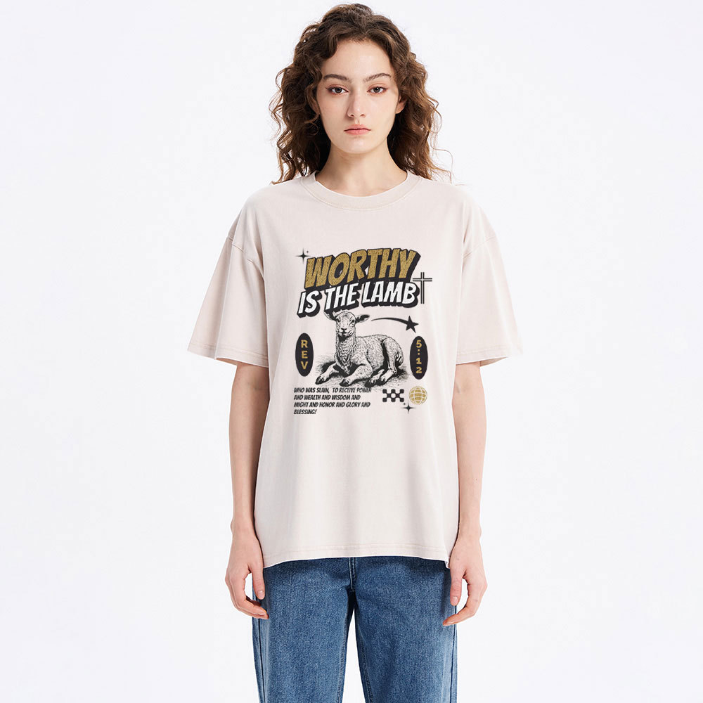 Worthy Is The Lamb Christian Washed T-Shirt