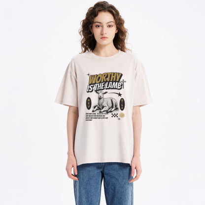 Worthy Is The Lamb Christian Washed T-Shirt