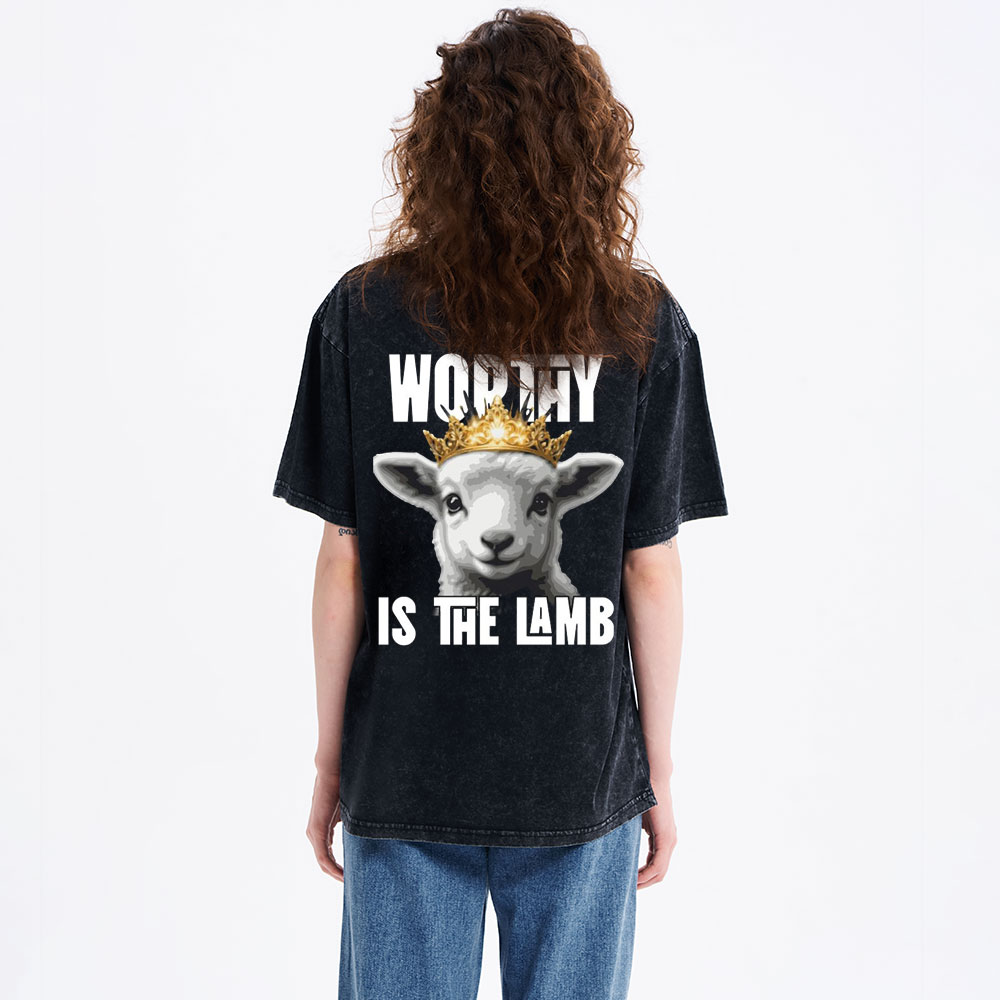 Worthy Is The Lamb Christian Washed T-Shirt