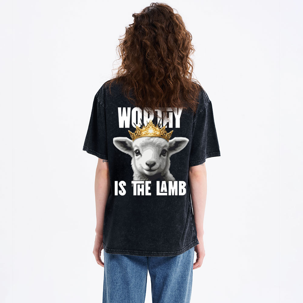 Worthy Is The Lamb Christian Washed T-Shirt