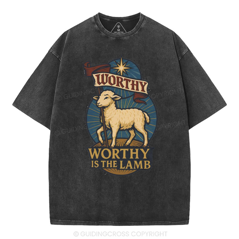 Worthy Is The Lamb Christian Washed T-Shirt