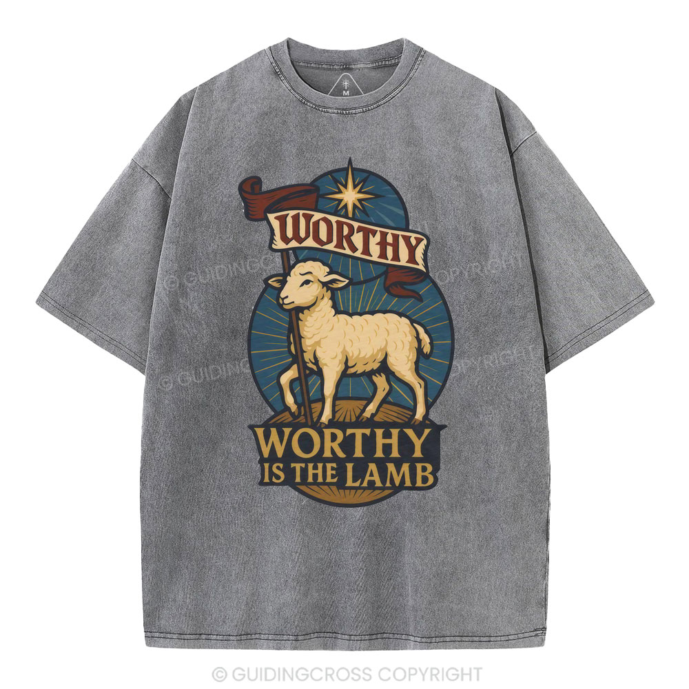 Worthy Is The Lamb Christian Washed T-Shirt
