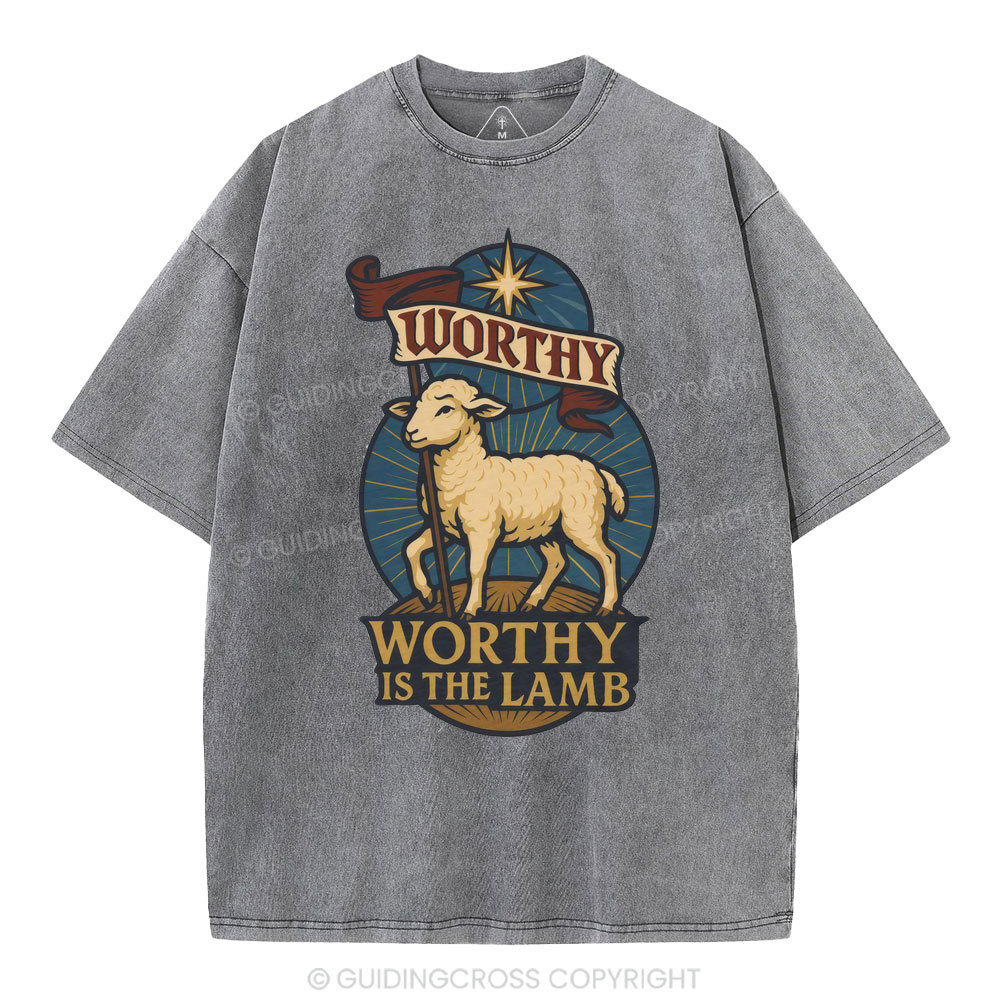 Worthy Is The Lamb Christian Washed T-Shirt
