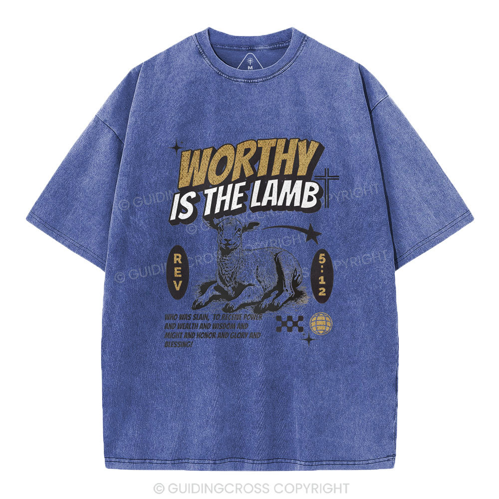 Worthy Is The Lamb Christian Washed T-Shirt