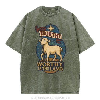 Worthy Is The Lamb Christian Washed T-Shirt