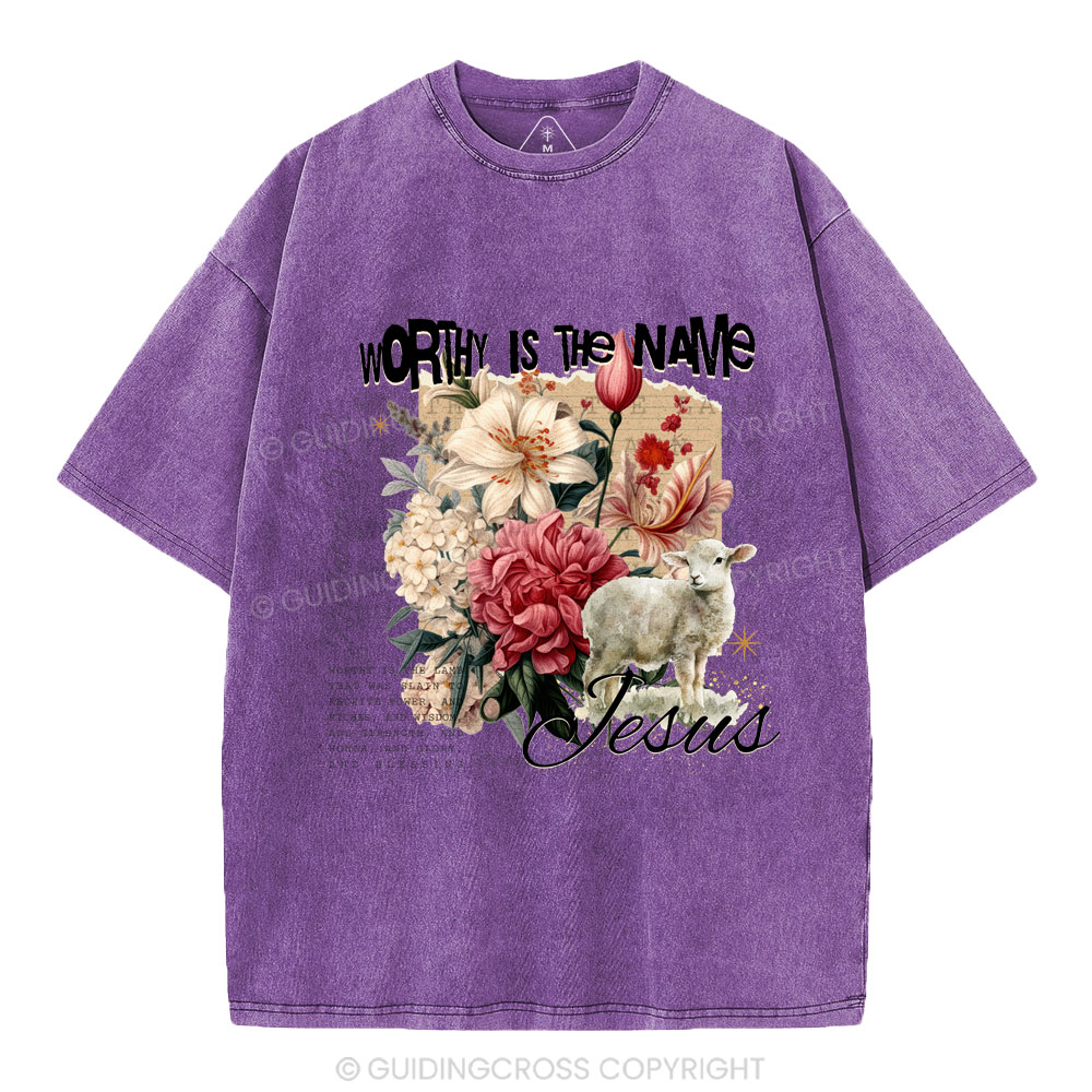 Worthy Is The Lamb Christian Washed T-Shirt