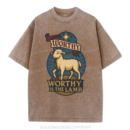 Worthy Is The Lamb Christian Washed T-Shirt