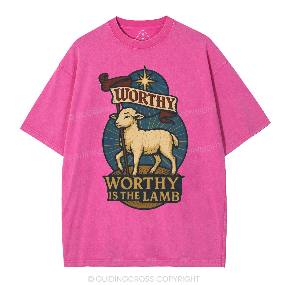 Worthy Is The Lamb Christian Washed T-Shirt