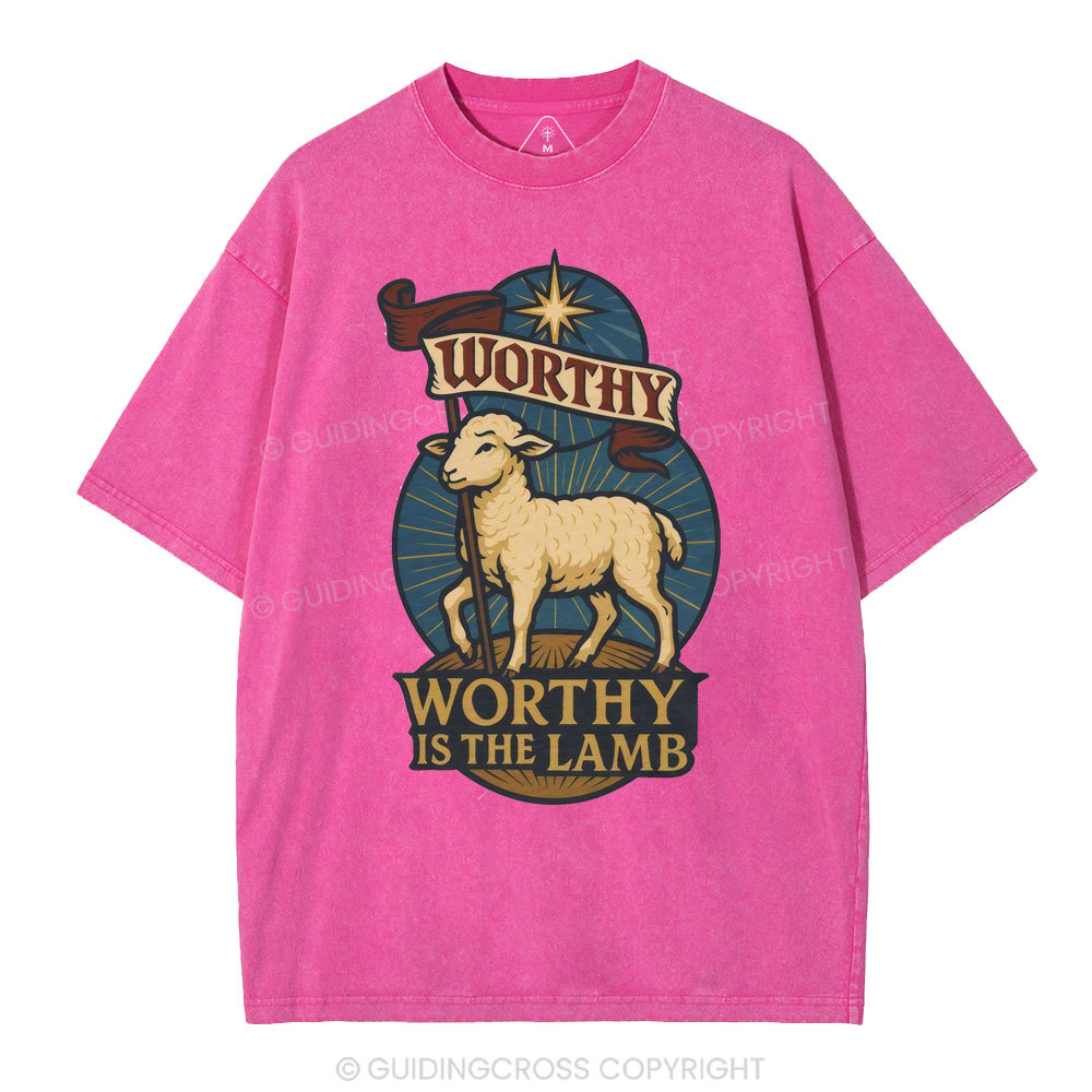 Worthy Is The Lamb Christian Washed T-Shirt