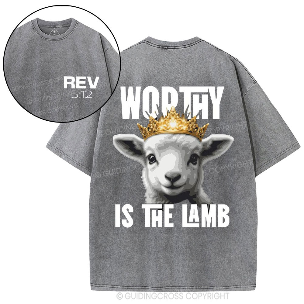 Worthy Is The Lamb Christian Washed T-Shirt