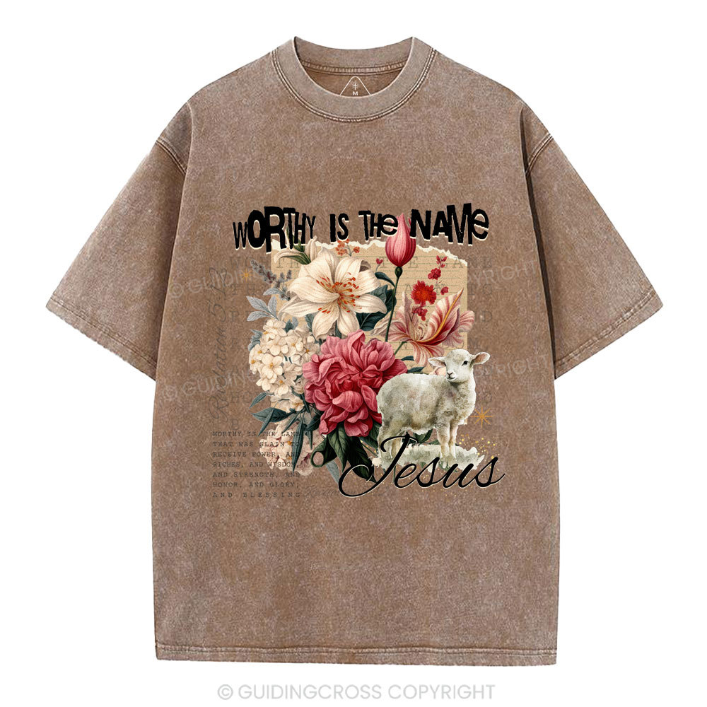 Worthy Is The Lamb Christian Washed T-Shirt