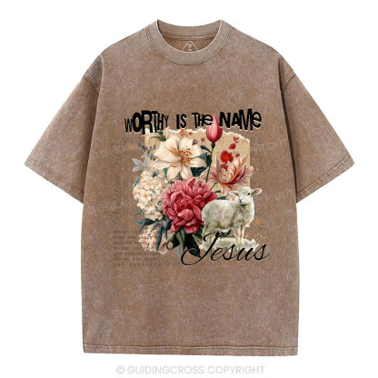 Worthy Is The Lamb Christian Washed T-Shirt