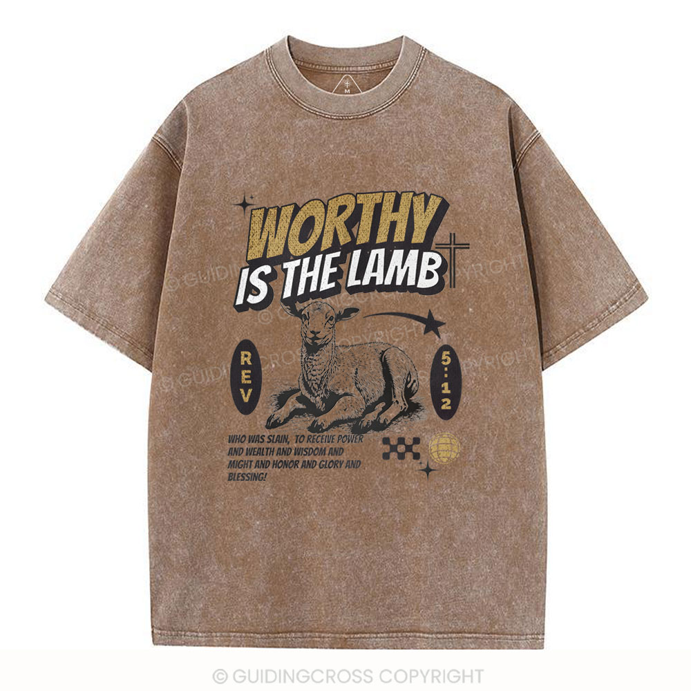 Worthy Is The Lamb Christian Washed T-Shirt