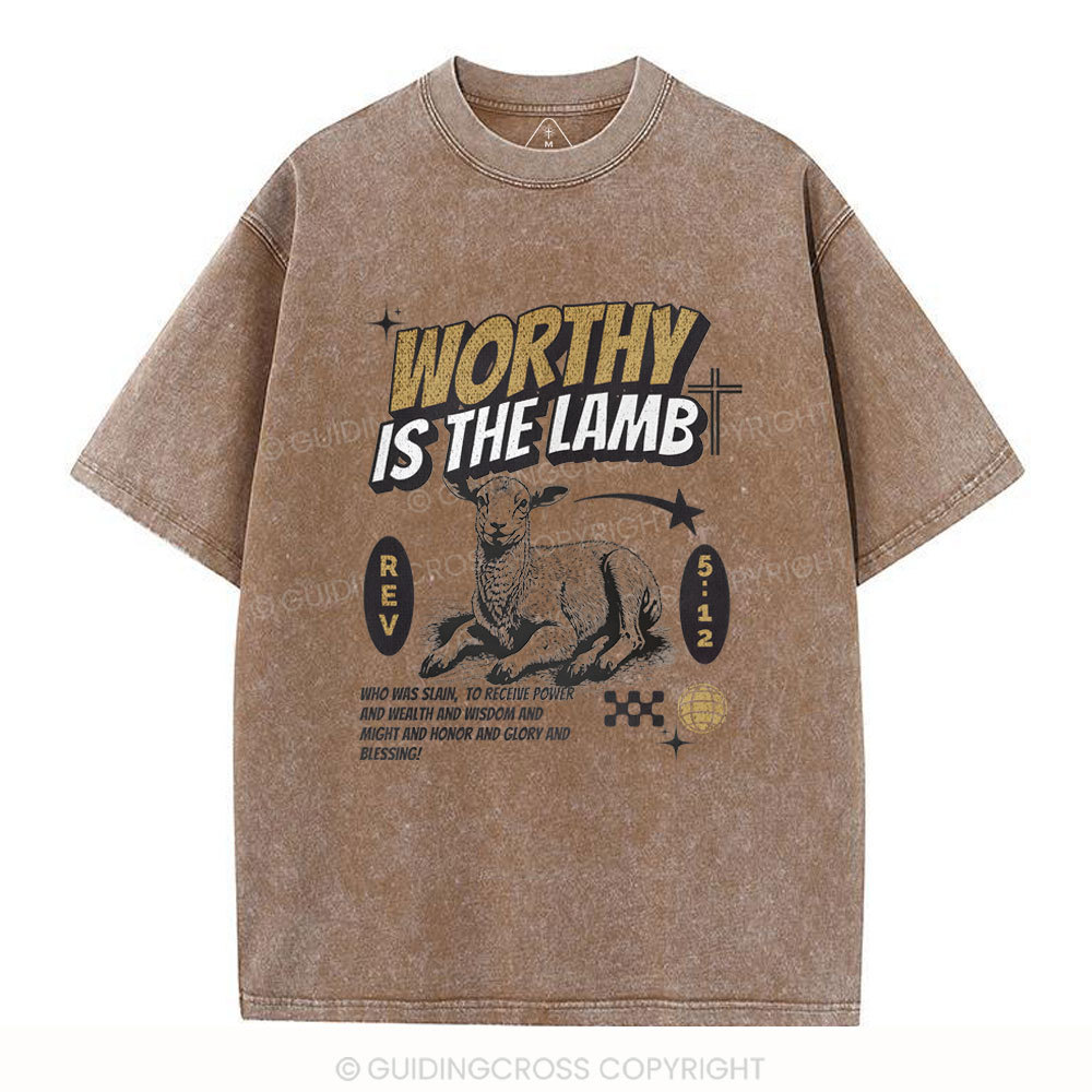 Worthy Is The Lamb Christian Washed T-Shirt