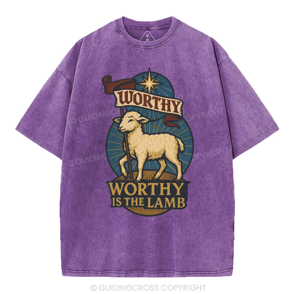 Worthy Is The Lamb Christian Washed T-Shirt