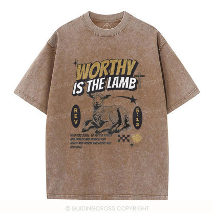 Worthy Is The Lamb Christian Washed T-Shirt