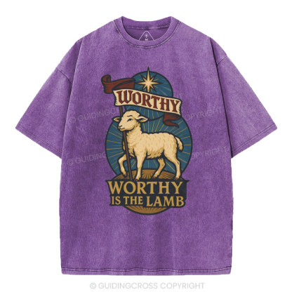 Worthy Is The Lamb Christian Washed T-Shirt