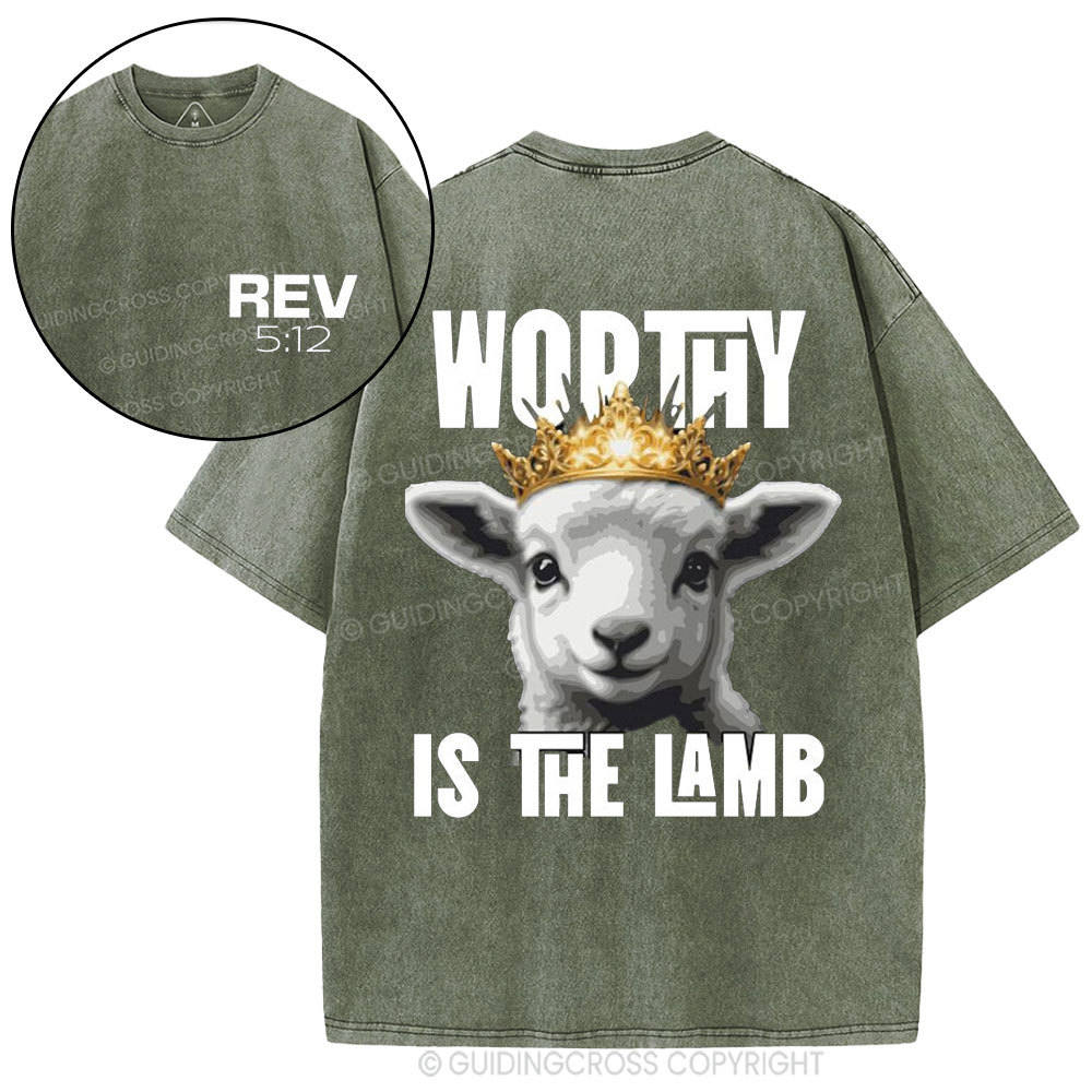 Worthy Is The Lamb Christian Washed T-Shirt