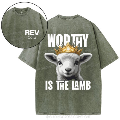 Worthy Is The Lamb Christian Washed T-Shirt
