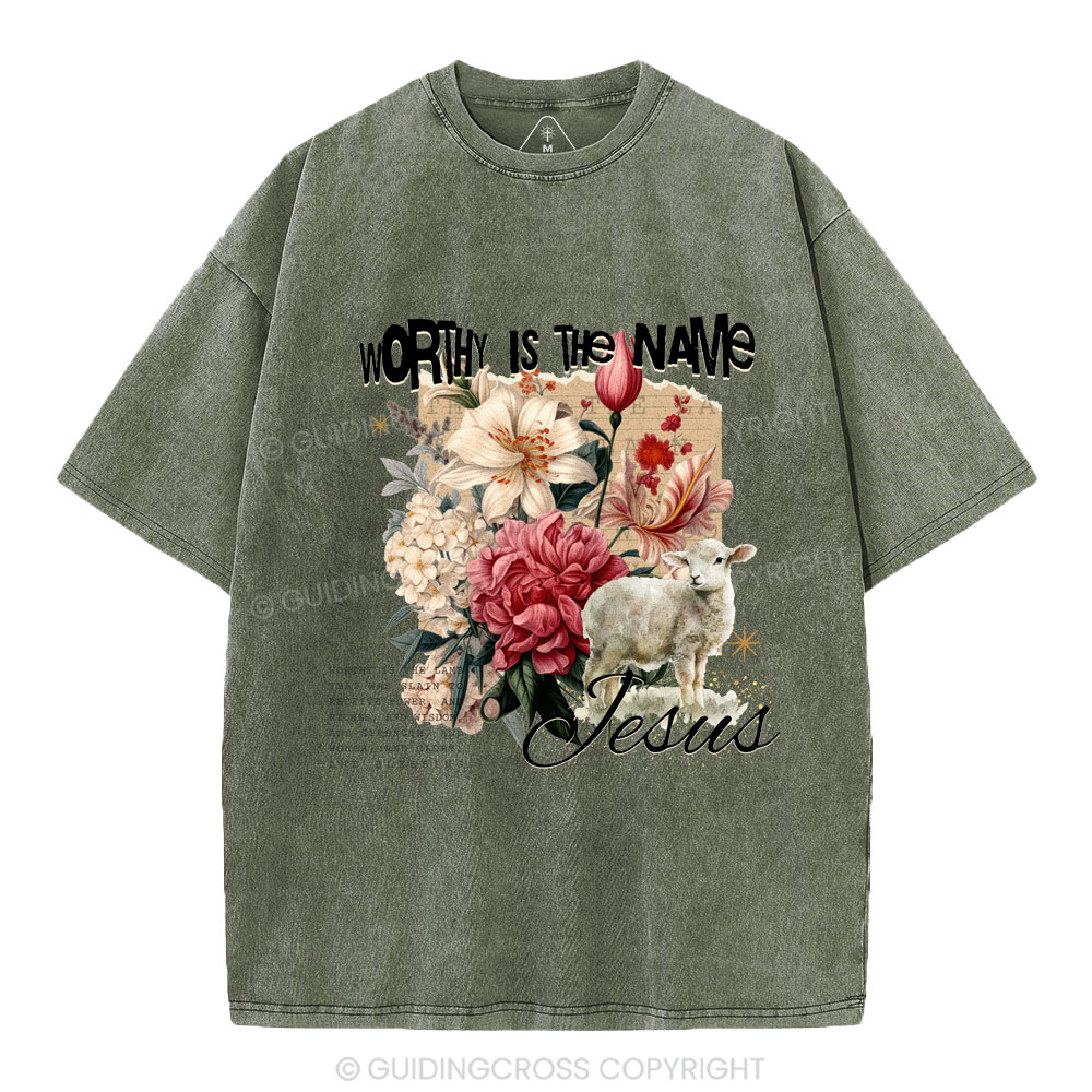 Worthy Is The Lamb Christian Washed T-Shirt
