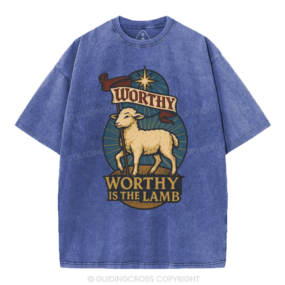 Worthy Is The Lamb Christian Washed T-Shirt