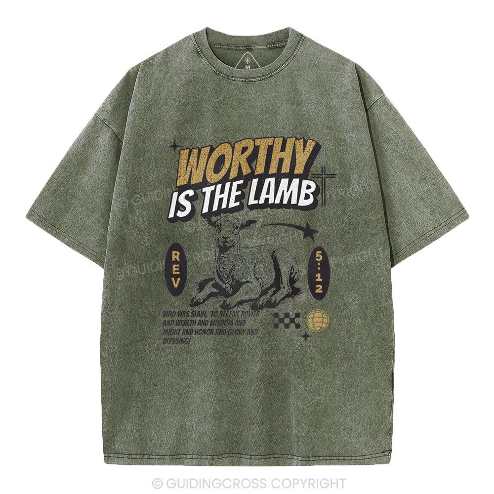 Worthy Is The Lamb Christian Washed T-Shirt