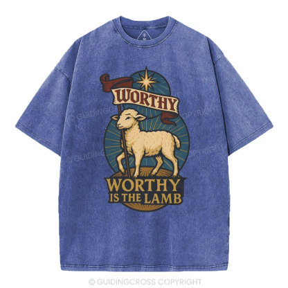 Worthy Is The Lamb Christian Washed T-Shirt