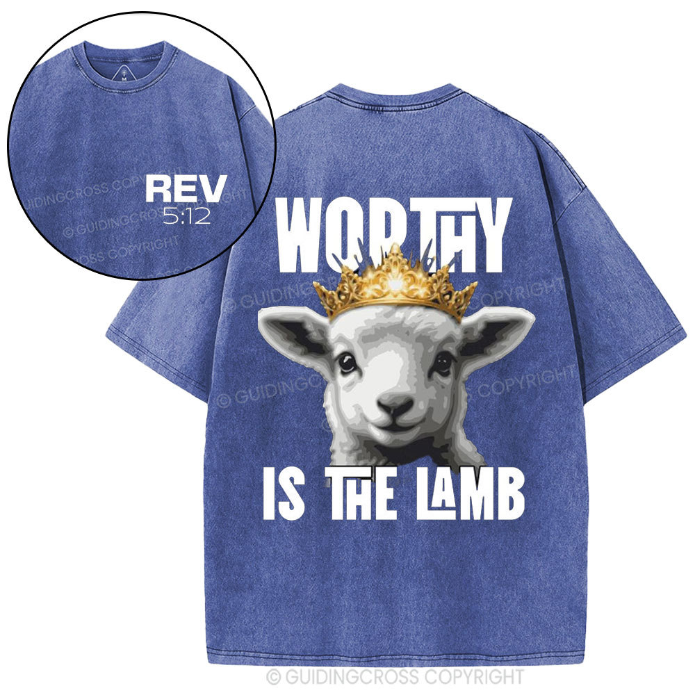 Worthy Is The Lamb Christian Washed T-Shirt