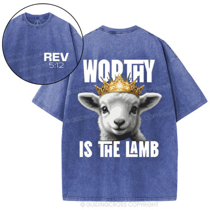Worthy Is The Lamb Christian Washed T-Shirt