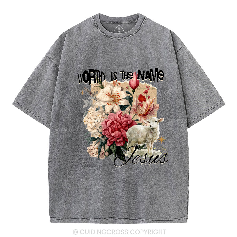 Worthy Is The Lamb Christian Washed T-Shirt