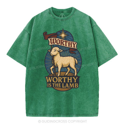 Worthy Is The Lamb Christian Washed T-Shirt