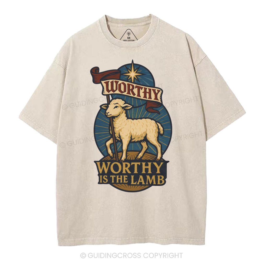 Worthy Is The Lamb Christian Washed T-Shirt