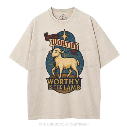 Worthy Is The Lamb Christian Washed T-Shirt