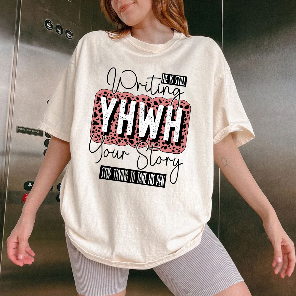 Writing YHWH Your Story Christian Washed T-Shirt