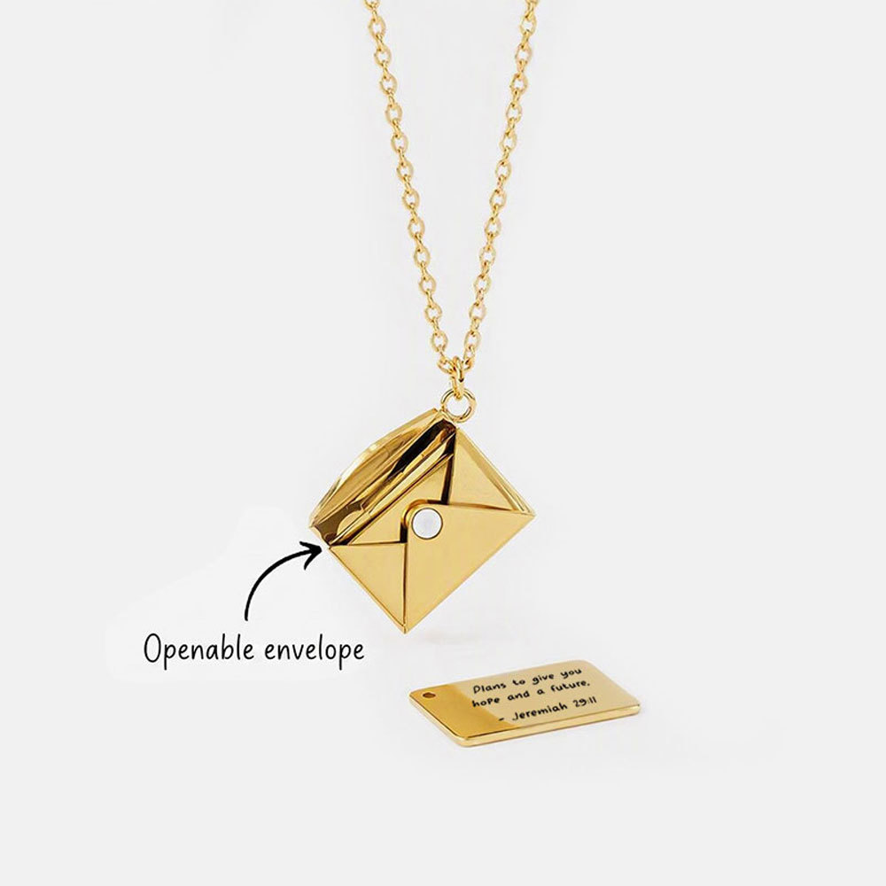 Personalized Love Letter Envelope Christian Necklace