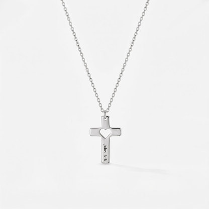 Personalized Heart Cutout Cross Christian Necklace
