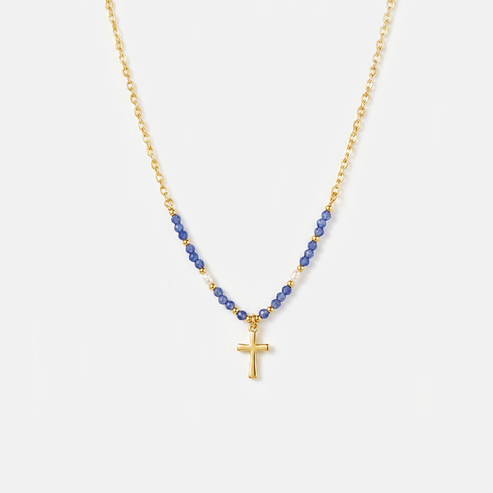 Colorful Beaded Cross Christian Necklace