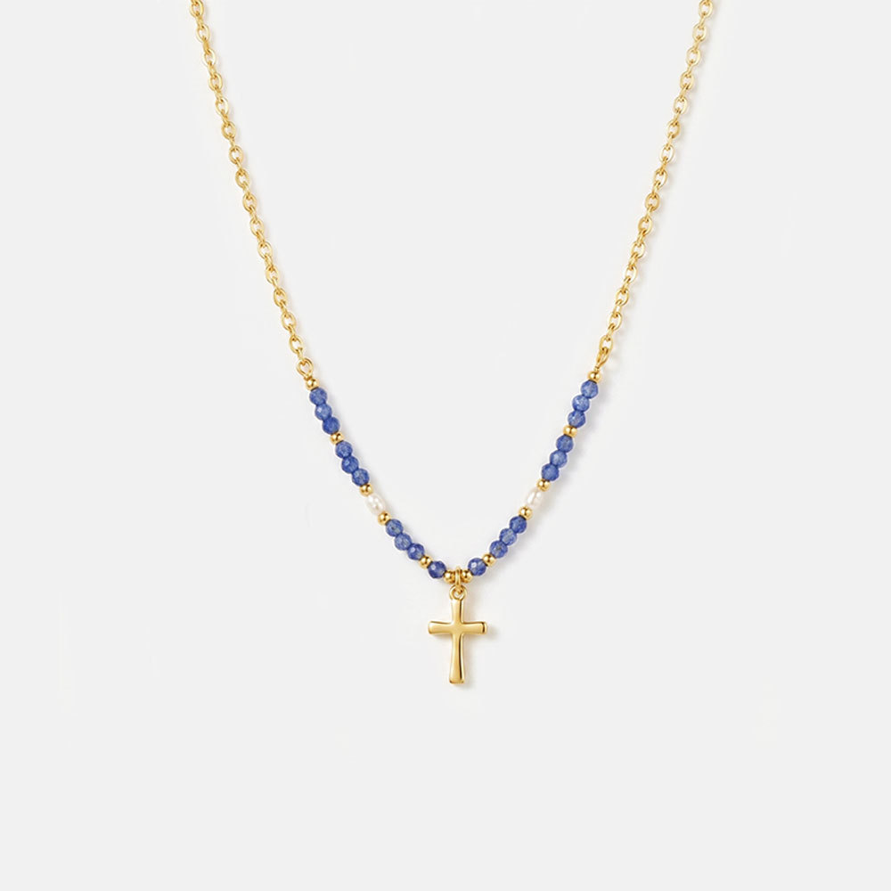 Colorful Beaded Cross Christian Necklace