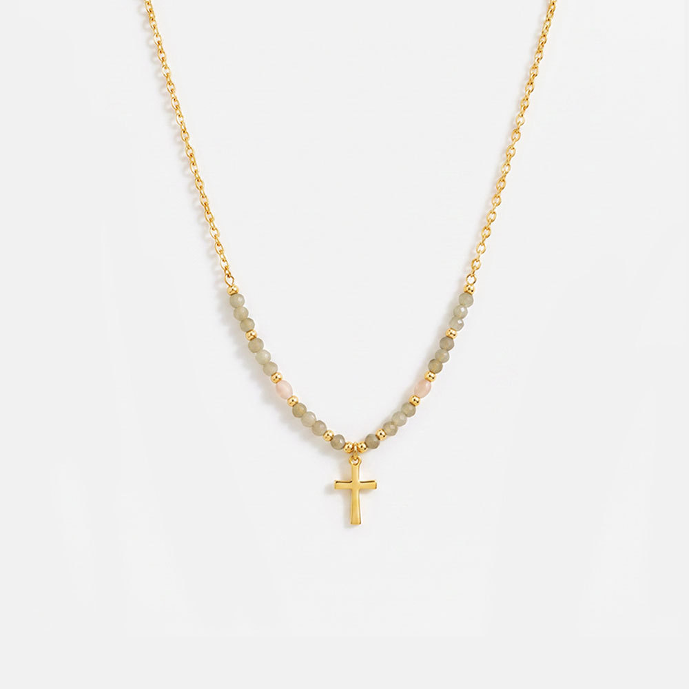 Colorful Beaded Cross Christian Necklace