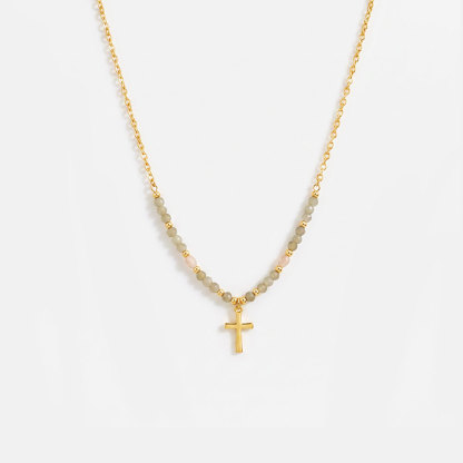 Colorful Beaded Cross Christian Necklace