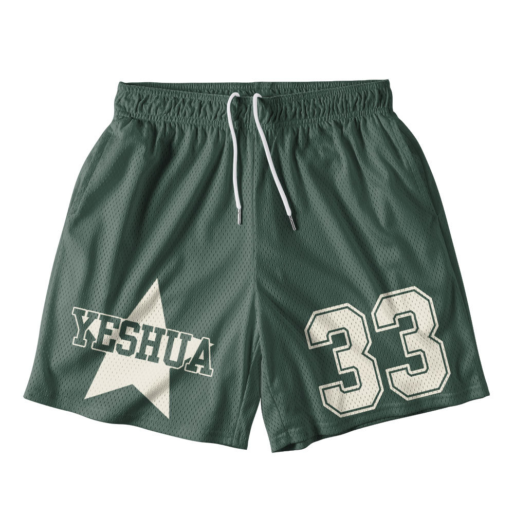 YAHWEH Christian Green Mesh Shorts