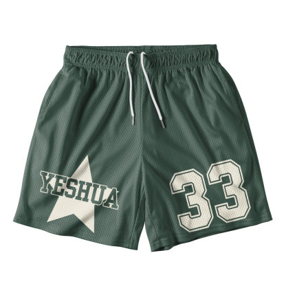 YAHWEH Christian Green Mesh Shorts