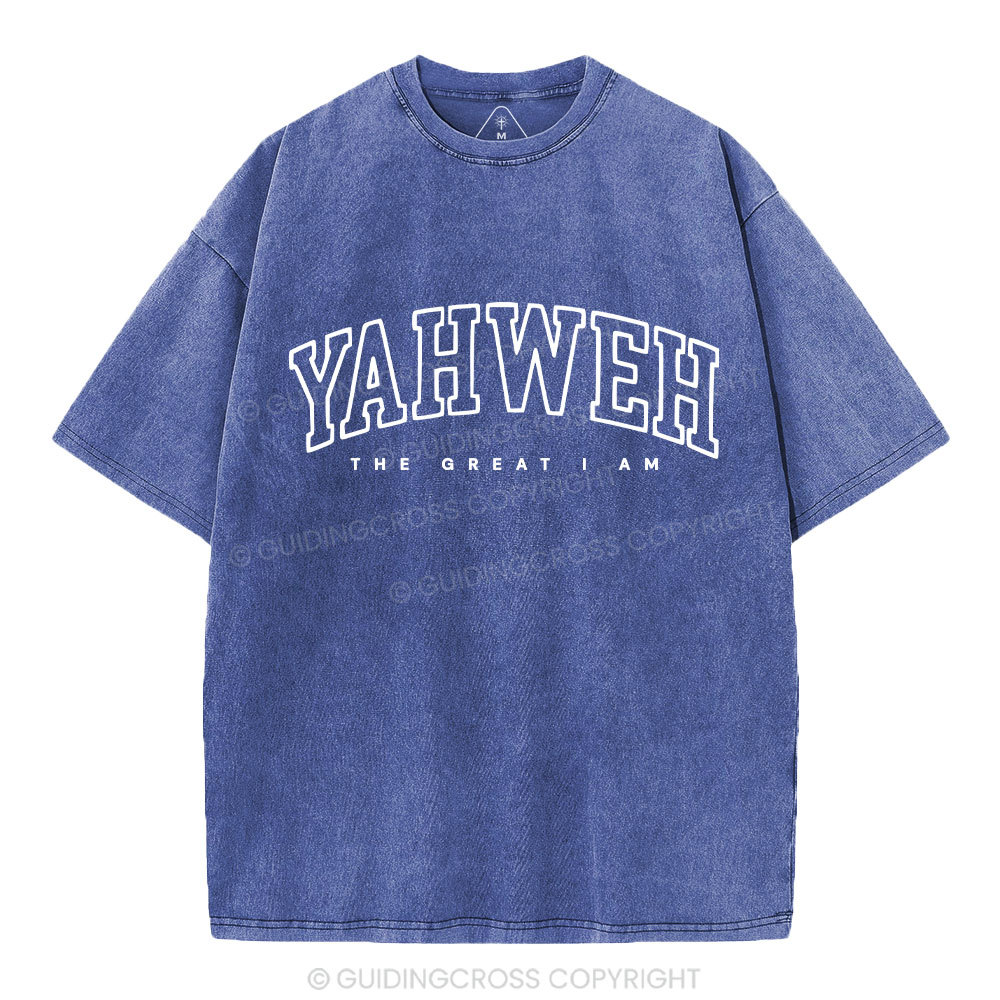 YAHWEH Christian Washed T-Shirt Sale - GuidingCross