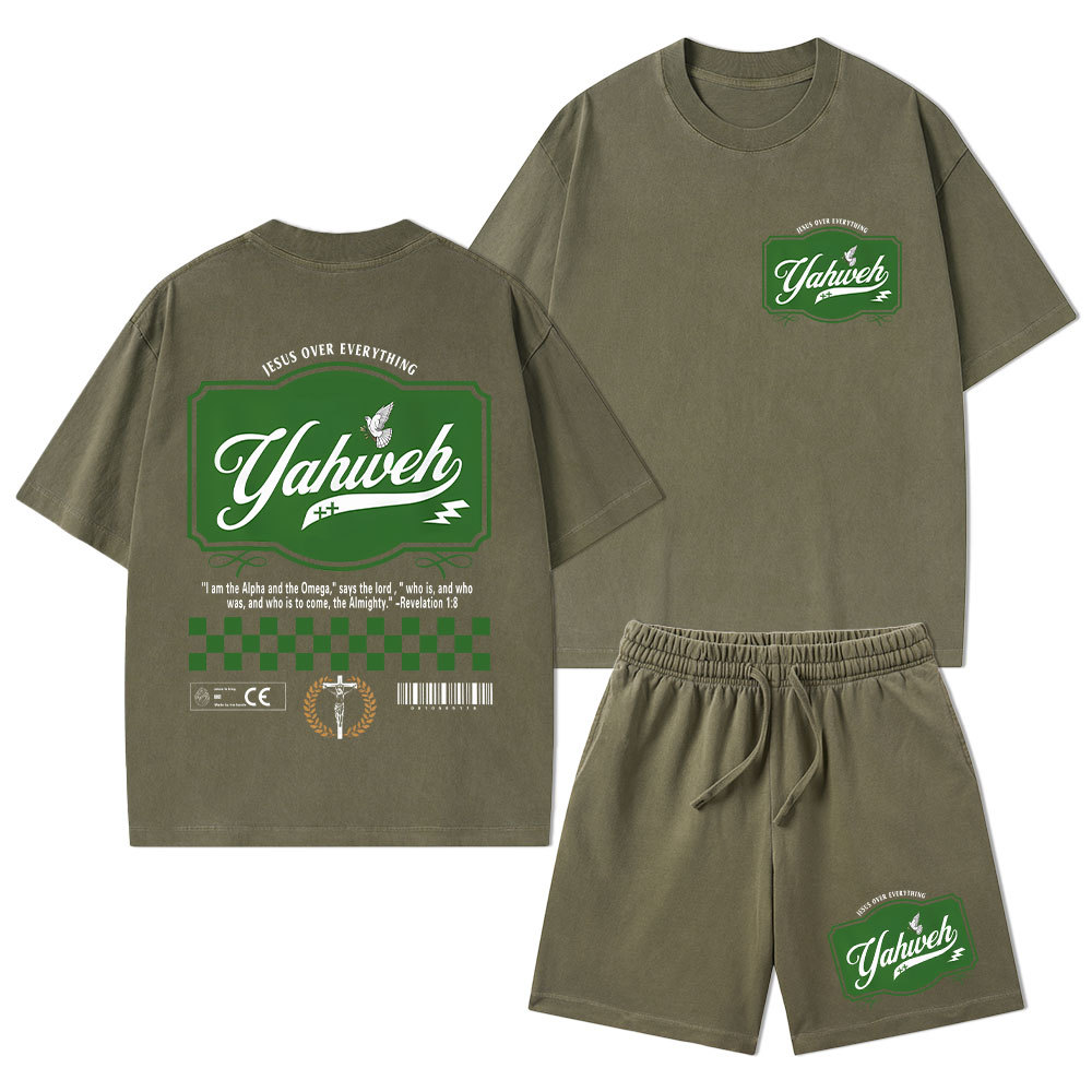 YAHWEH Christian Washed T-Shirt & Shorts