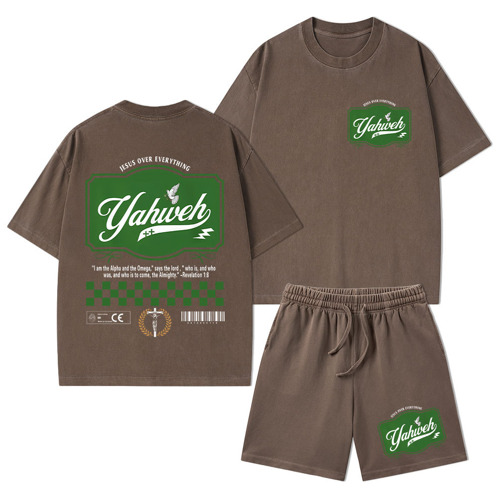 YAHWEH Christian Washed T-Shirt & Shorts