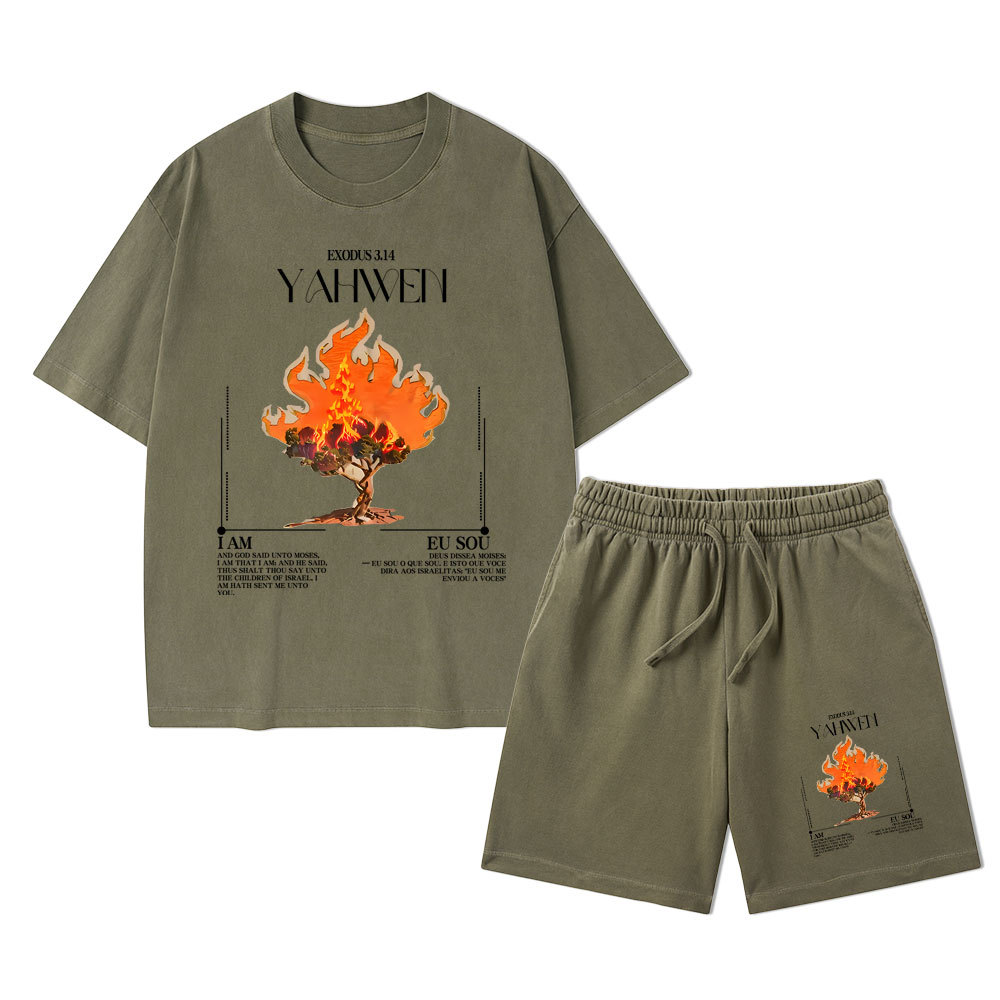 YAHWEH Christian Washed T-Shirt & Shorts